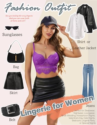 Image of Avidlove Lace Bralettes for Women Y2k Strap Bustier Cami Top V Neck Camisole Lingerie