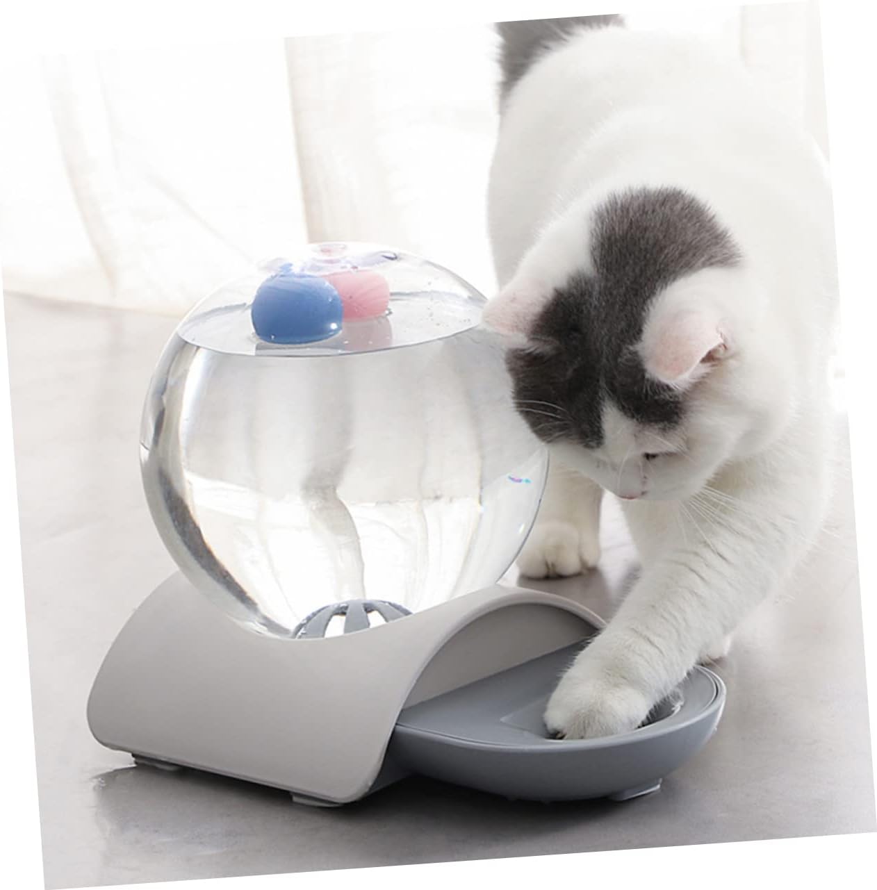 1pc Pet Automatic Water Dispenser Bubble Water Bowl for Dogs and Cats Large Capacity and Materials and Outdoors Grey