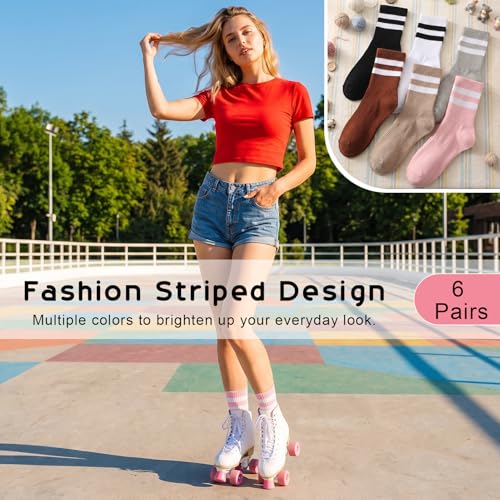 Womens Striped Crew Socks - image 3