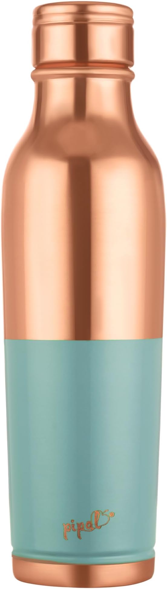 Pipal Yoga Half Coloured Copper Water Bottle, Designer Water Bottle for Health, Slim Copper Bottle for Office, Kitchen and Bedroom, Sleek and Stylish (850 ml, Green Grey)