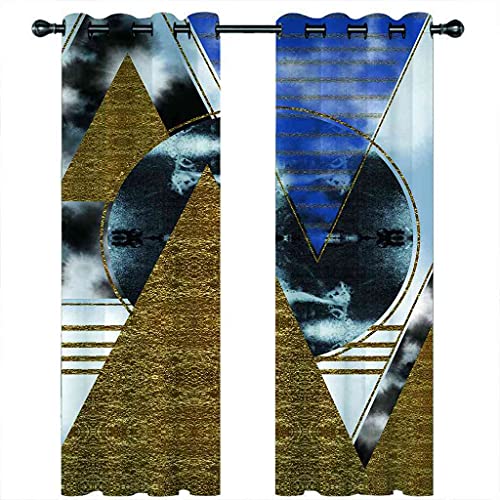 Rideau Occultant Pyramide Abstraite 3D Rideaux à Oeillets Chambre Isolant Phonique Salon
