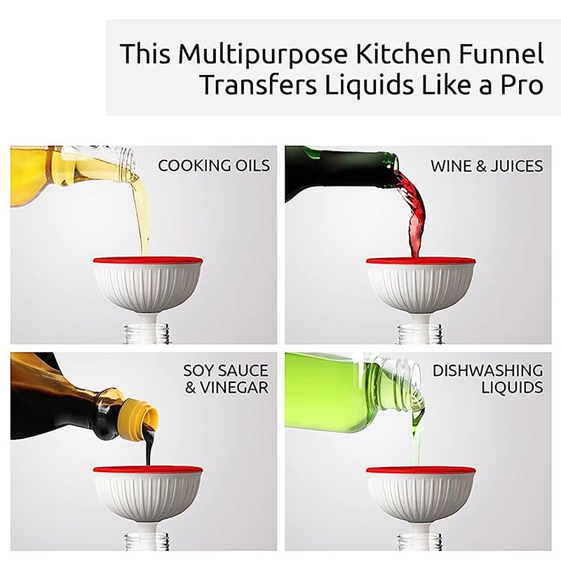 Miniatura 2 de Embudo de silicona plegable en forma de hongo mágico, para llenar botellas o tarros, seguro para lavavajillas