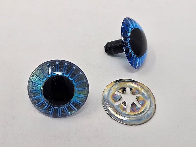 Generic 18mm Owl Eyes with Cut Textured Iris Plastic Safety Eyes for Craft Crochet Amigurumi Dolls or Puppets (Bulk Pack of 144) (Blue), CEY-18-Bulk