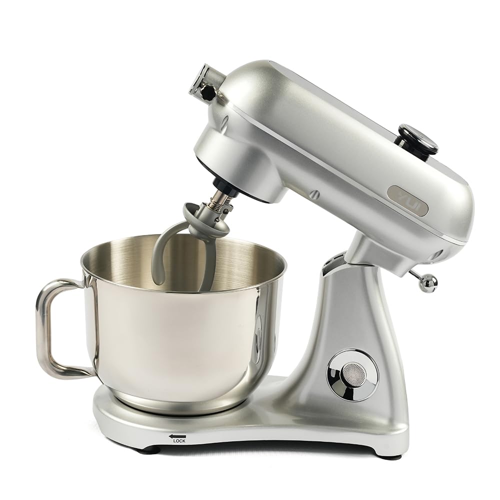 M122 Plus Easy Chef Dc Motor Stand Mikser Çift Başlıklı Hoparlör Özellikli Gümüş