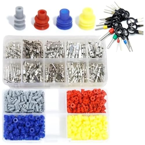 Xnuiasqe 600 Piezas Conectores Terminales Eléctricos para Automóvil 1,0/1,5/3,5 mm, Kit Extracción Clavijas Cable Automotriz, Conector Macho Hembra Sin Aislamiento, Crimpado