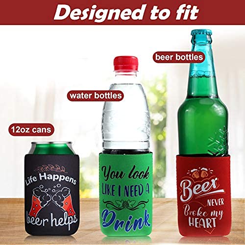 Beer Can Sleeves Beer Can Coolers Funny Quotes Neoprene Drink Cooler Sleeves For Cans And Bottles (4.9 X 3.7 Inch, 8) #TOP2