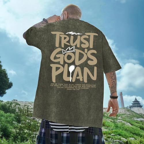 Image of BINTEHGS God Christian T Shirts for Men Jesus Faith Shirt Acid Wash Oversized Tees Bible Verse Graphic Vintage Tshirt