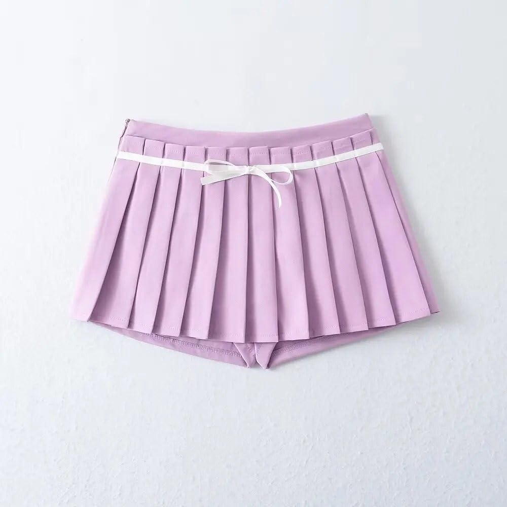 Faldas Cortas de Mujeres - Summer Elegante Mujer Falda Plisada Casual con la caña de Cintura Baja Skort Skort A -Line Femenina Extremadamente Corta