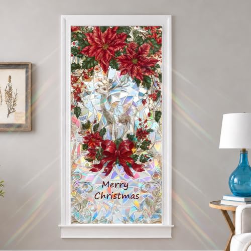 Película adhesiva para ventana 17x39 pulgadas decoración navideña miniatura 1