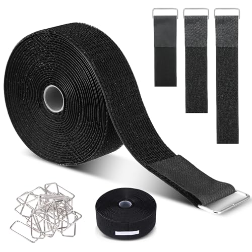 Bande Velcro de 5 cm de large avec 25 boucles en métal, peut être découpée librement, serre-câbles Velcro refermable pour organiser vos câbles, cordons, tuyaux, etc