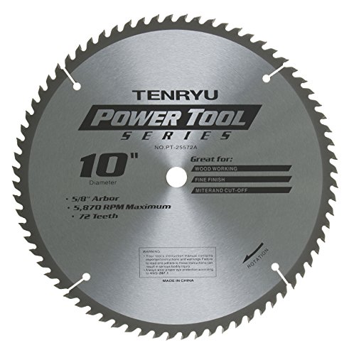 Tenryu PT-25572A 10 Carbide Tipped Saw Blade ( 72 Tooth ATB Grind - 5/8 Arbor - 0.098 Kerf)