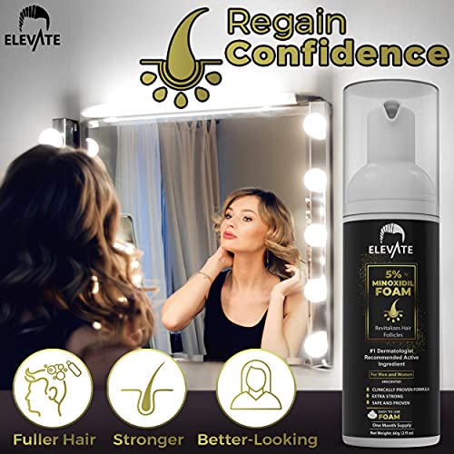 Elevate 5% Minoxidil Foam For Hair Loss And Hair Regrowth - Unscented Topical Aerosol 5% Treatment For Thinning Hair - Helps Restore Vertex & Supports Hair Regrowth For Men & Women - 6 Month Supply #TOP3