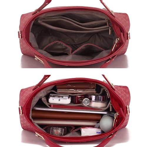 Image of Purse for Women Fashion Medium Shoulder Bag Crossbody Handbag Set 4PCS | Stylish Style,Chain Texture Design,with a Crossbody Strap,4-in-1 Multi-Style Purse Set