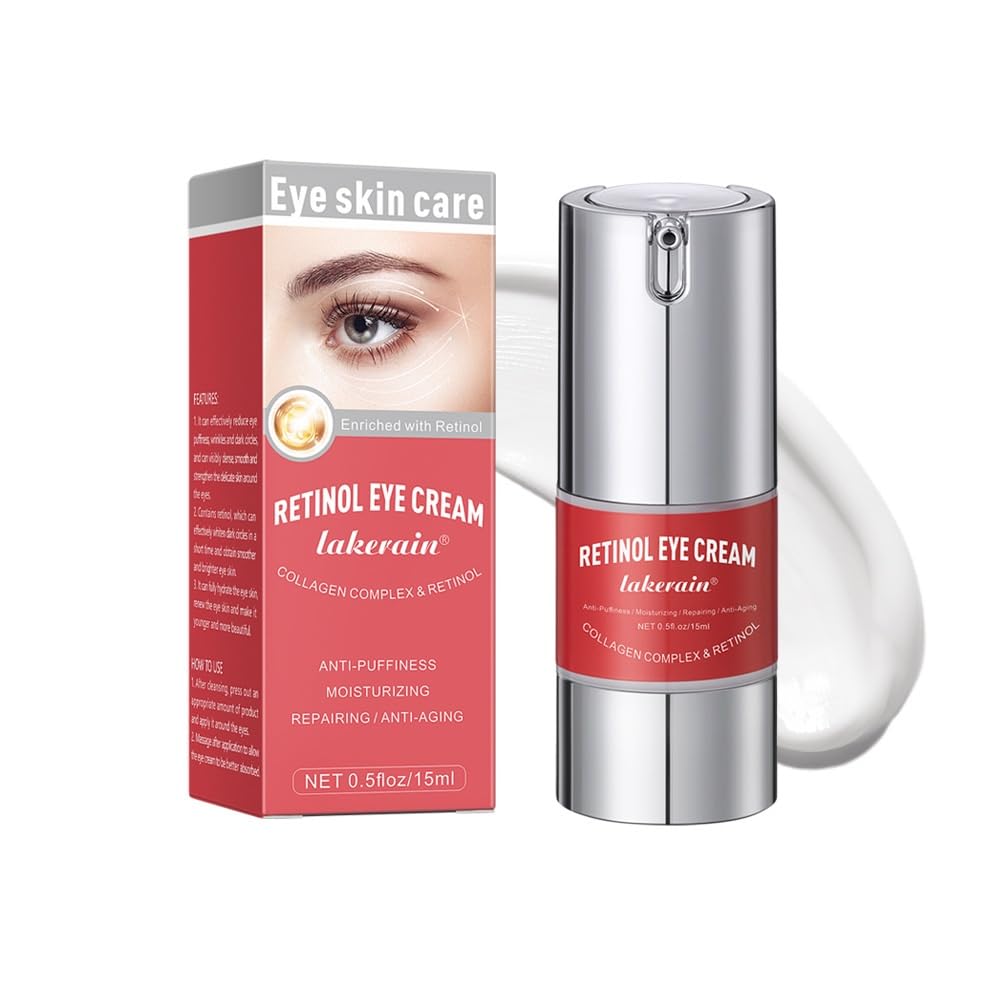 Beliky Girl Crema de ojos con retinol contra ojeras e hinchazón, antiarrugas, antienvejecimiento, con ácido hialurónico y colágeno, suaviza las arrugas e hidrata el contorno de los ojos