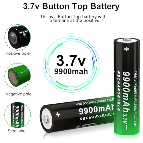 Cpzz 3.7Volt 18650 Rechargeable Battery 3.7V Battery 18650 Rechargeable Battery Lithium 3.7 Volt Button Top For Flashlights And Headlamp,Headlight Etc thumb #3