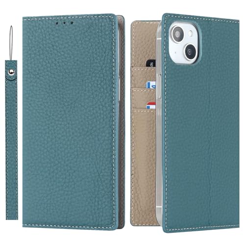 Housse cuir véritable iPhone 14 ELTEKER avec béquille de support