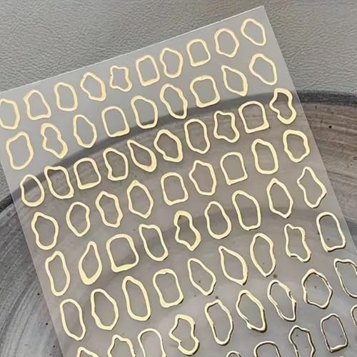 Metal Texture Nail Art Stickers 5D Embossed Nail Decal Golden Modern...