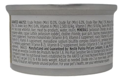 Pro Plan Wet Grain Free Cat Food Sensitive Skin And Stomach Formula 2 Flavor 6 Can Sampler Bundle With Catnip Toy, (3) Each: Arctic Char Fish, Duck Entree (3 Ounces) #TOP1