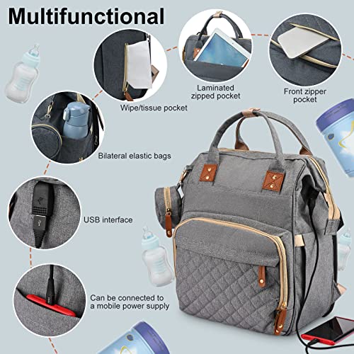 Rikmody Baby Changing Bag Backpack, Multifunctional Diaper Bags with Folding Bed - Image 3