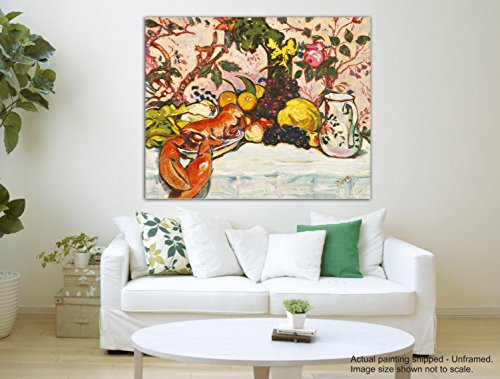 Image of Tamatina Modern Art Canvas Painting | The Lobster With Fruit | Abstract Art Unframed painting for Home decor|Size - 24X16 Inches.m320