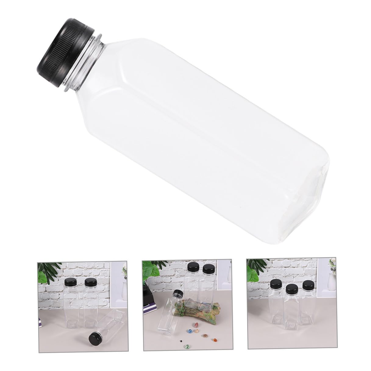 VALICLUD 12 Bottiglie di Plastica Nere da 400ml per Bevande Tappo, Riutilizzabili a Tenuta Sicura, per Succhi Freschi e Latte