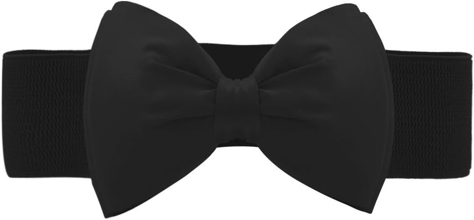 Allegra K Womens Bowknot Elastic Belts, 2.4" Width Elegant Cute Stretchy Cinch Waistband for Dress Wedding