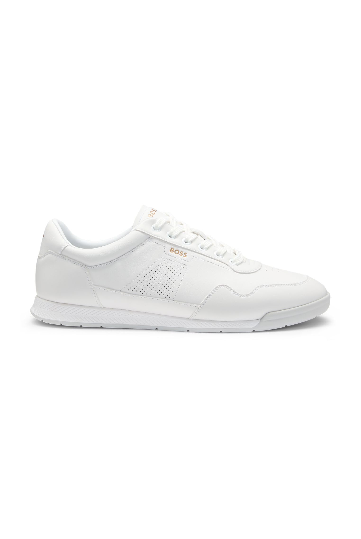 BOSS Herren Nitan ltpf Sneakers aus Nappaleder mit goldfarbenem Branding Größe