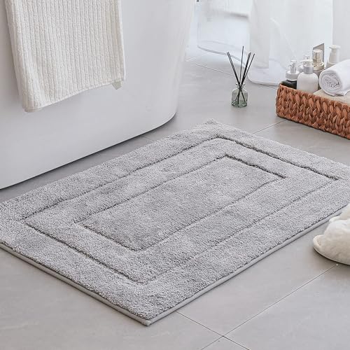 GRANNY SAYS Bath Mat Non Slip 60 x 90 cm, Large Bathroom Mat Grey, Super Soft Bath Matt Water Absorbent
