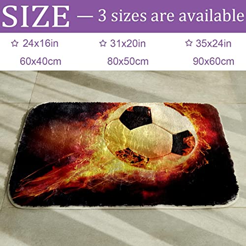 Tapis à poils longs ultra doux ballon de foot noir anti-glisse