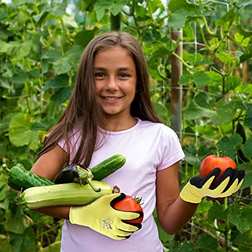 Evridwear Kids Gardening Gloves For Boys Girls Outdoor Yard Work,Planting (Xs (3-5Yr), Yellow) #TOP2