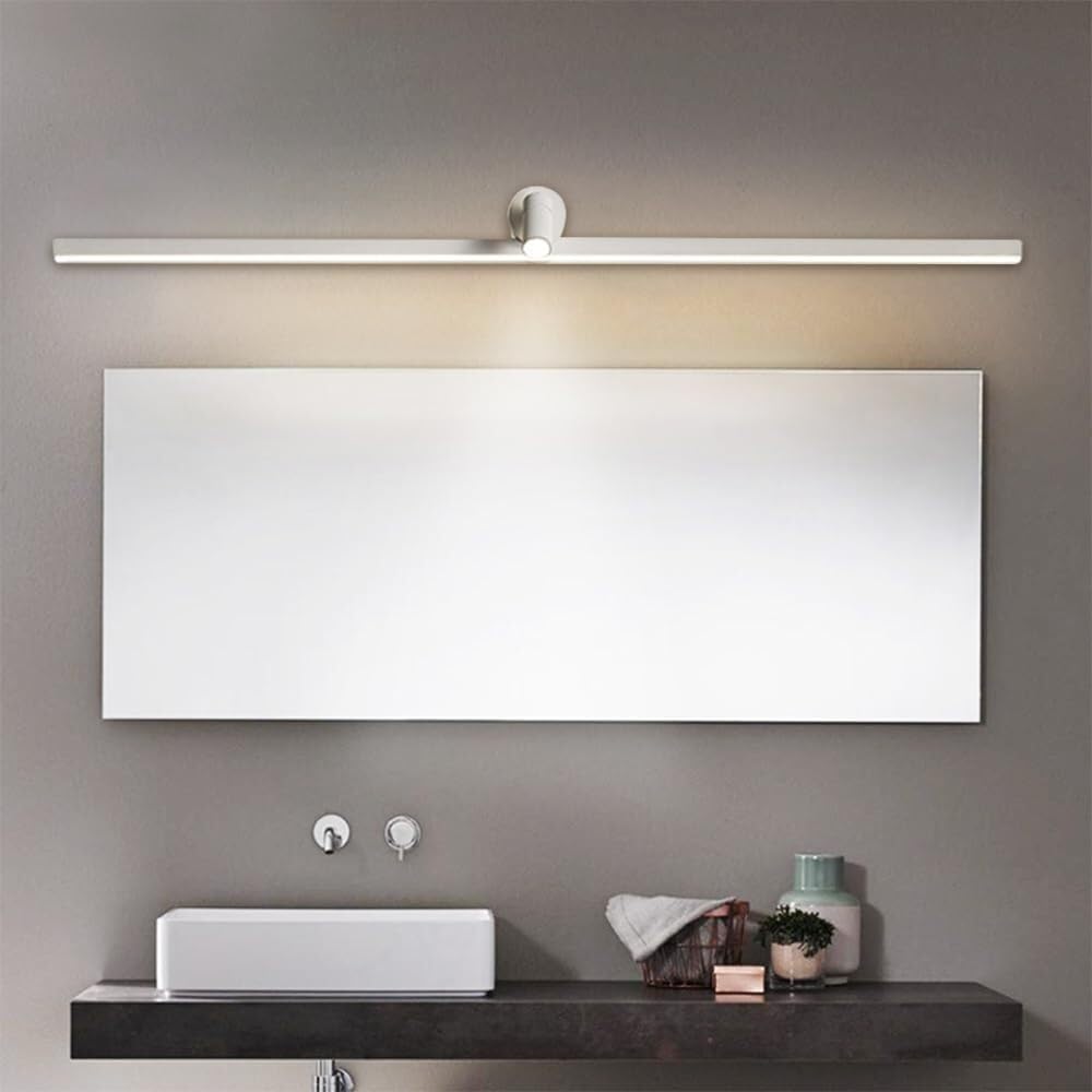 Nowoczesna lampa ścienna LED z lustrem i regulowanymi reflektorami, do sypialni, salonu, jadalni, biura, korytarza i schodów