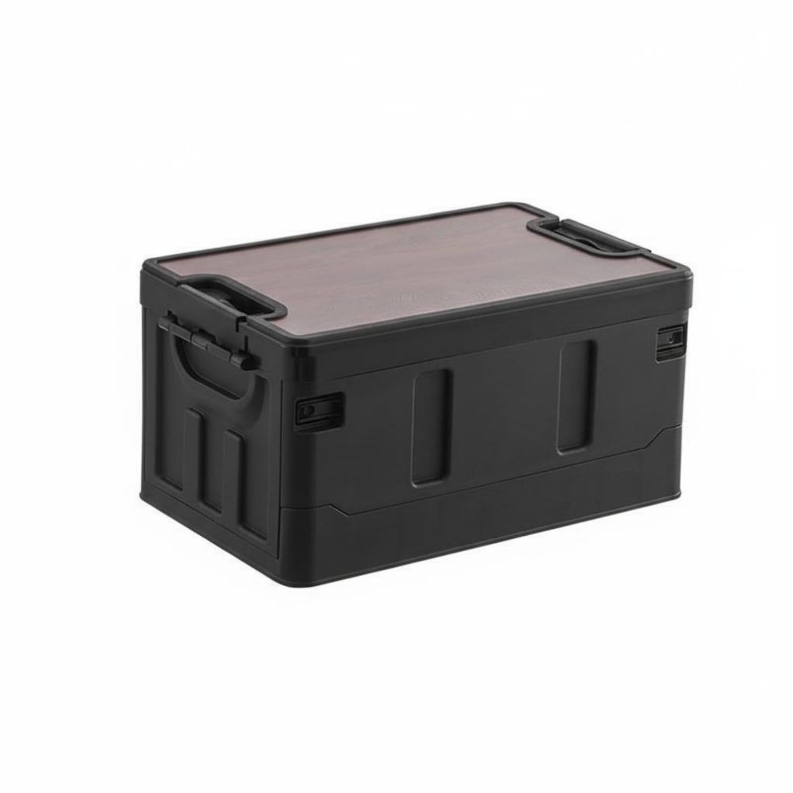 Kofferraum Organizer Transportkiste Faltkiste Klappbox Aufbewahrungskiste aus Polypropylen Bis 50kg mit Griffen für Outdoor Balkon, Schwarz, 35L