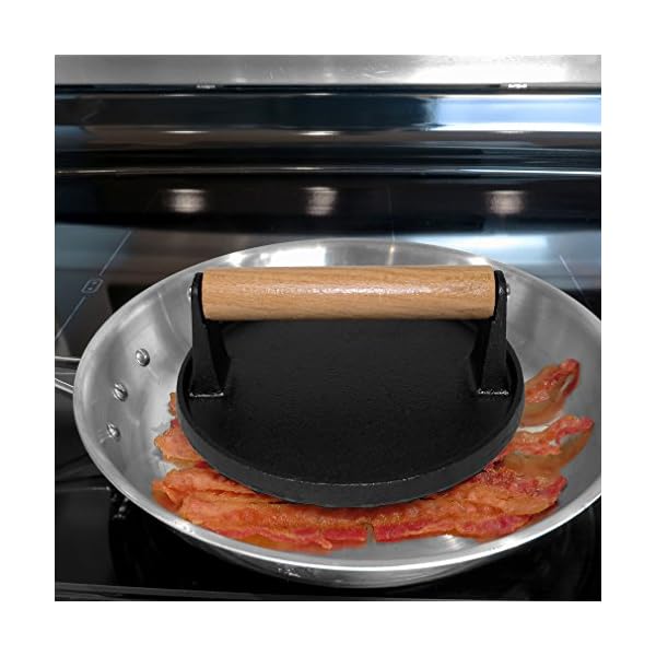 Evelots Cast Iron Bacon Press/Burger Smasher/Grilled CheeseHeavy DutyFrying Pan/BBQ Grill