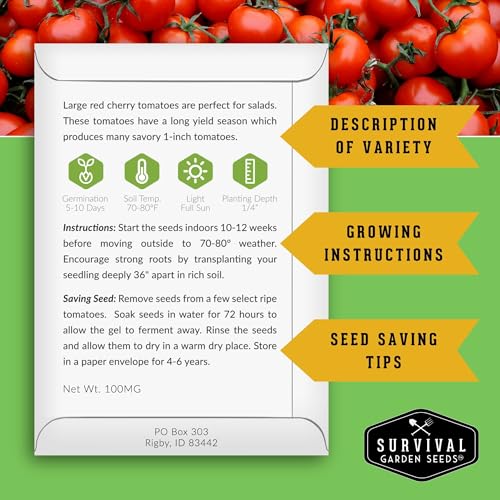 Large Red Cherry Tomato Seeds for Planting – Survival Garden Seeds (1 Pack) - Image 2