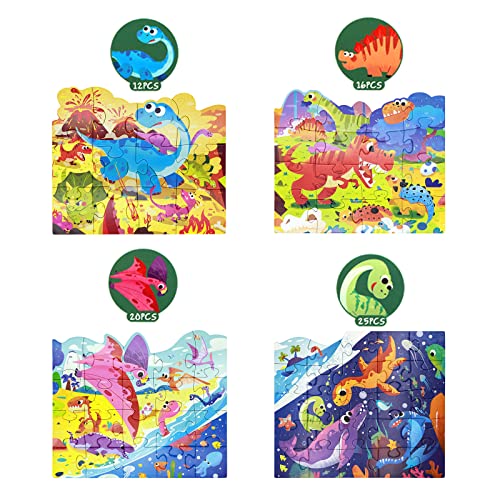 Puzzle per bambini 4 in 1 dinosauro e principessa