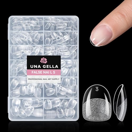 UNA GELLA Extra Short Oval Round Nail Tips, Pre-Shape 312pcs Short Oval Gel Nail Tips Press on Nails...