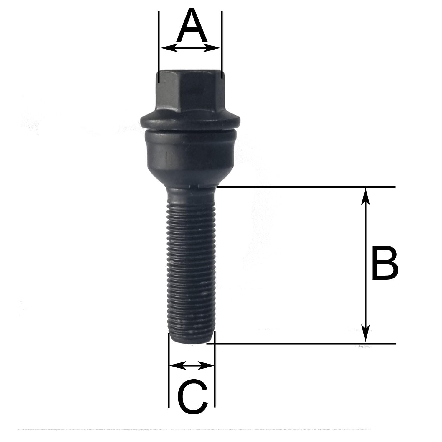TRACER 10x Radschrauben M14x1.5 Kugelbund 2-teilig R14 40mm | Schlüsselweite 17mm kompatibel mit VW ID. Buzz EB Touareg 3 4motion CR
