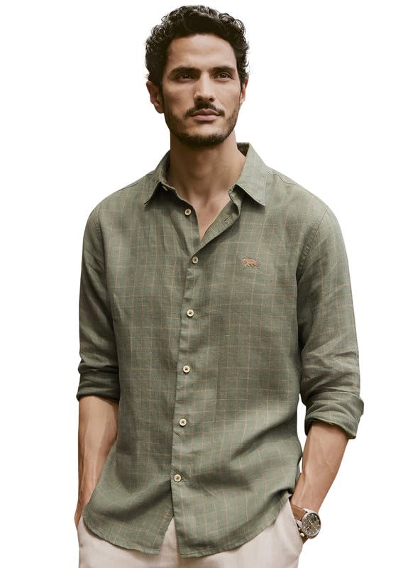 Andamen Men's Casual Linen Woven Slim Fit Shirt