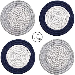4PCs Potholders Set Trivets Cotton Thread Weave Pot Holders Stylish Coasters Placemats Set