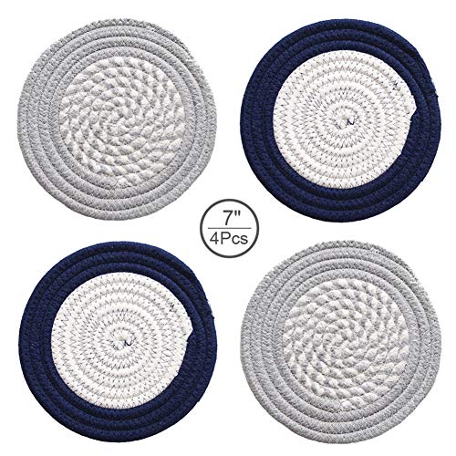 4PCs Potholders Set Trivets Cotton Thread Weave Pot Holders Stylish Coasters Placemats Set