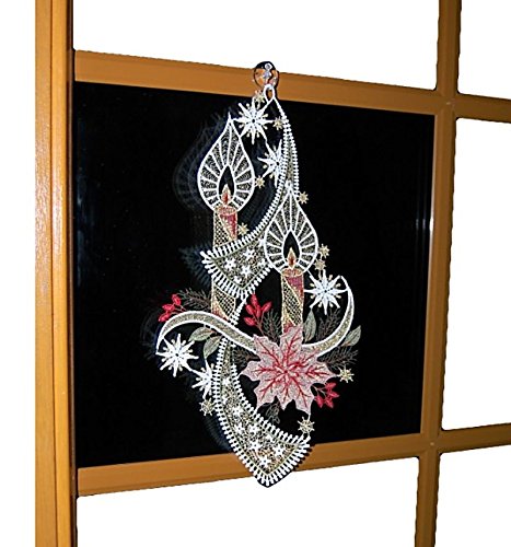 Plauener Stickerei Fensterbild Spitze – Weihnachtsdeko Sternschnuppe Mit Saugnapf