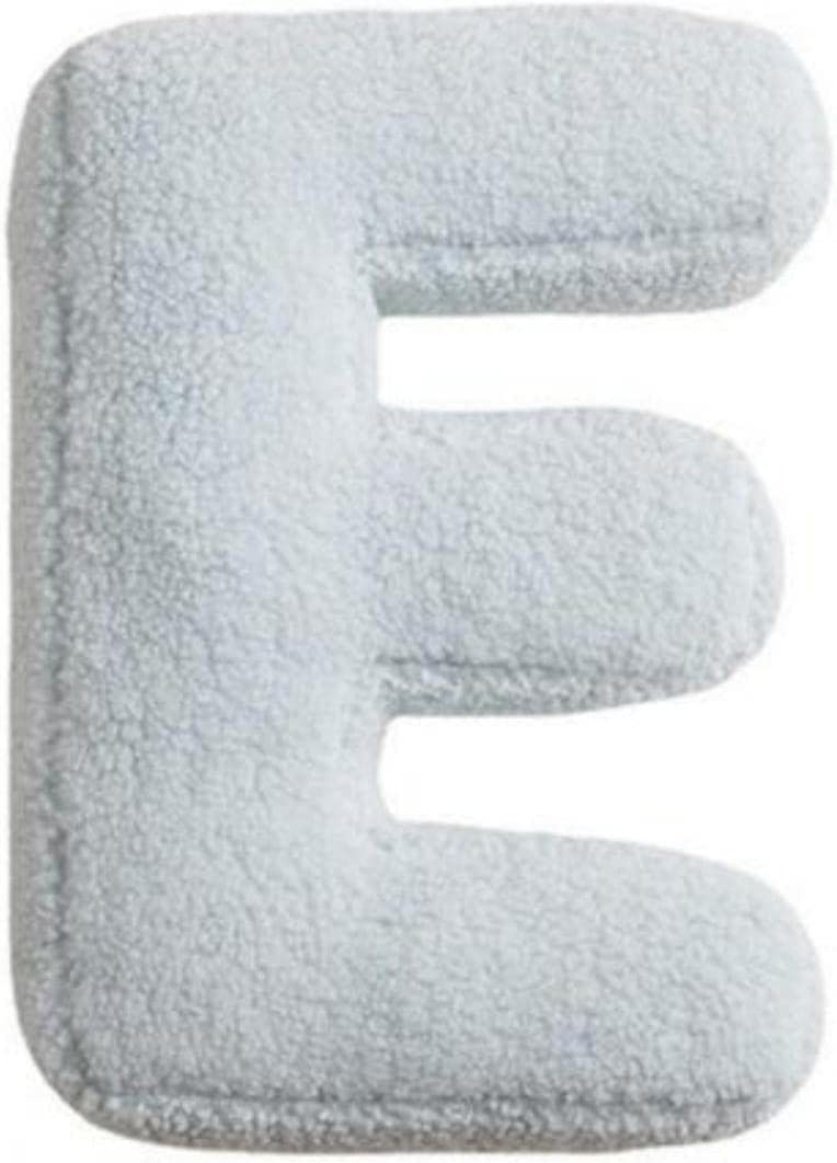 Almohadas de felpa con 26 letras del alfabeto inglés, cojines decorativos para la habitación de los niños, sofá, cama, suelo, coche (E)