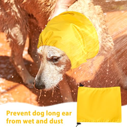 Aliceset Hunde-Badekappe, wasserdicht, Hundeohrenschutz, Badekappe, Hundeohren, Stirnband, Hundeschal, Regenhut, Hundeohrenabdeckungen für Bad, Hundeohrenwickel für Show Regen, 3 Stück