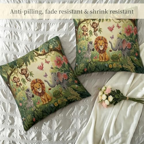 Couette sans housse 140x200 cm réversible imprimé jungle animaux doux
