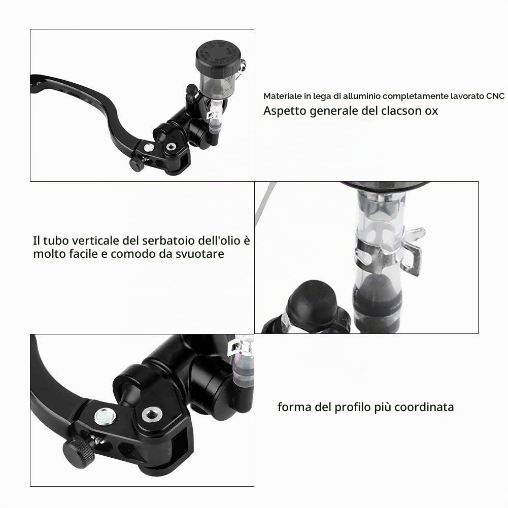 Pompa freno a spinta diritta per moto a leva idraulica destra (nero)
