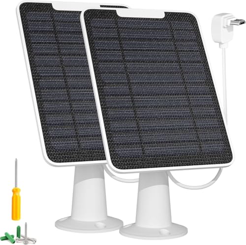 Solarpanel kompatibel mit Arlo Essential Spotlight/XL-Strahler-Kamera 5W Solarpanel-Ladegerät IP65 wasserdicht mit 3 m Micro-USB-Ladekabel und sicherer Wandhalterung (2 Pack)