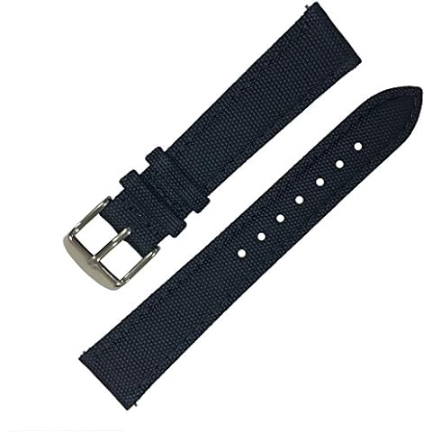 Quick Release Nylon Sailcloth Watch Band, 5 Colors Nylon Full Grain Leather Replacement Watch Strap with Stainless Steel Metal Clasp (22mm, Navy Blue) Cover