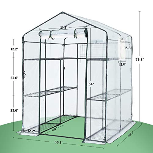 image for Quictent Greenhouse Screen Door 3 Windows 3 Tiers 12 Shelves 56
