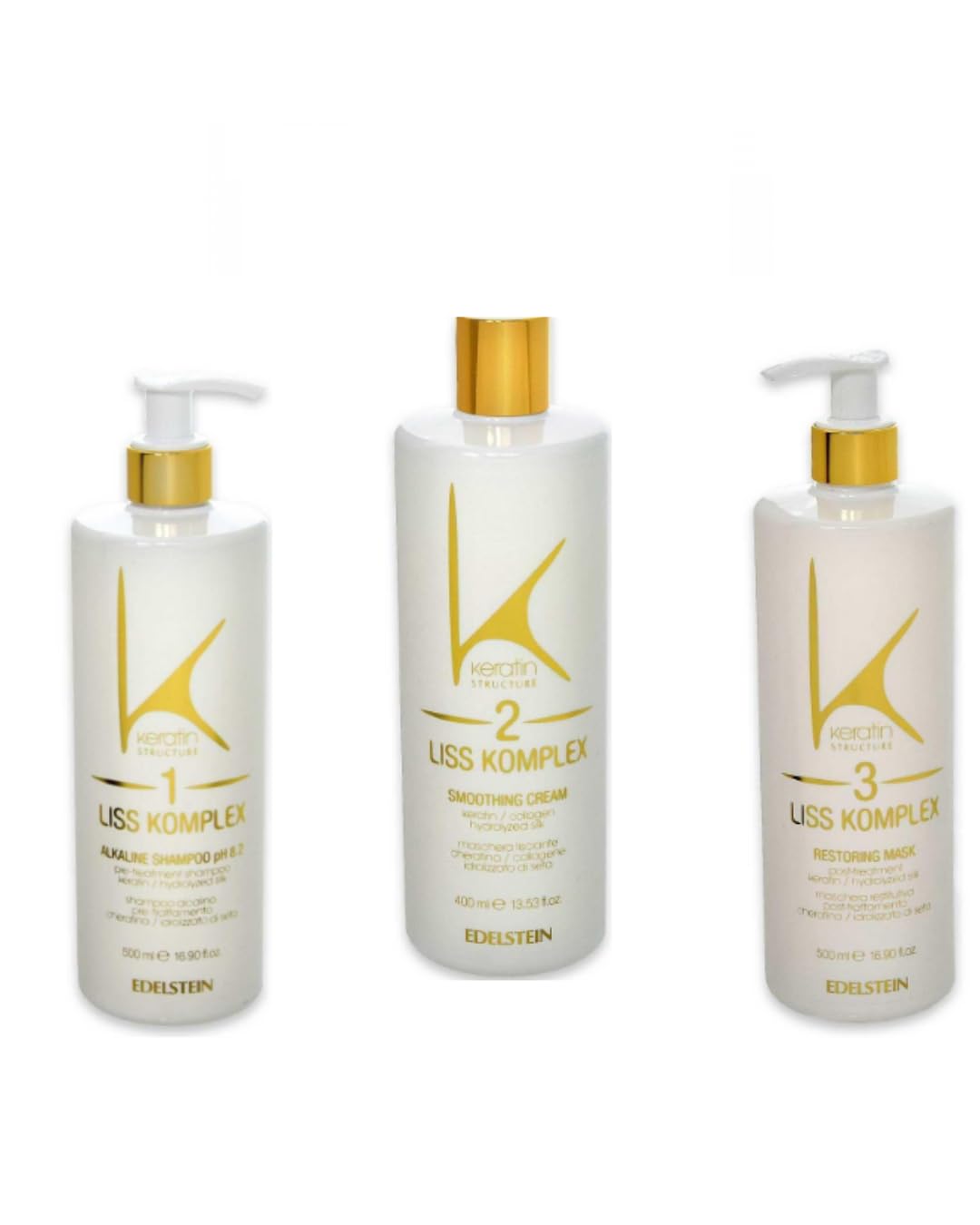 KERATIN LISS KOMPLEX 3-częściowy zestaw – szampon alkaliczny + maska wygładzająca + regenerująca maska