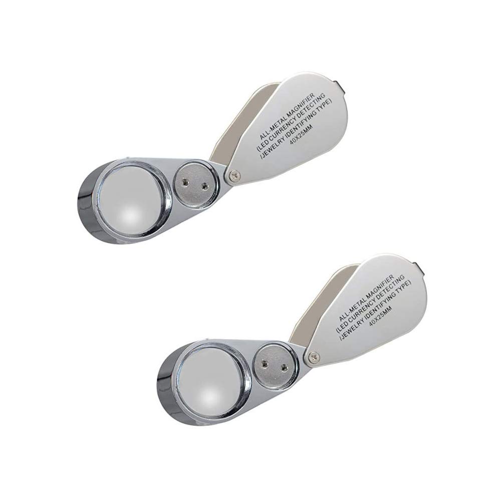 Loupe d'évaluation pliable REYG 40x avec éclairage LED puissant pour l'observation des bijoux